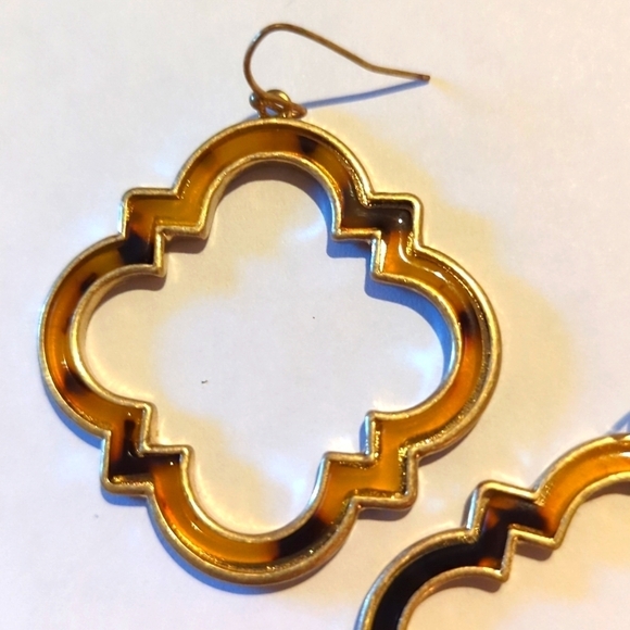 2 Pairs Statement Earrings Dangle Womens Tortoise Leopard Gold Trendy - Picture 2 of 7